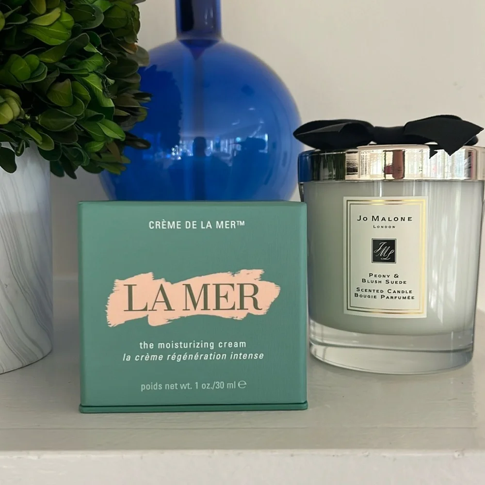 Empty 1 oz La Mer cream jar & box